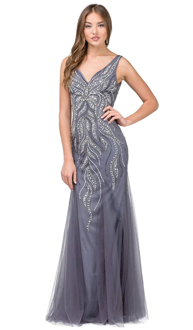 Dancing Queen - 2418 Beaded V-Neck Tulle Prom Dress 7 Dancing Queen - 2418 Beaded V-Neck Tulle Prom Dress