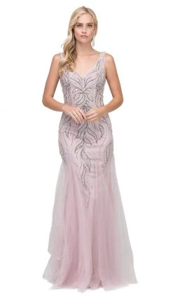 Dancing Queen - 2418 Beaded V-Neck Tulle Prom Dress 13 Dancing Queen - 2418 Beaded V-Neck Tulle Prom Dress