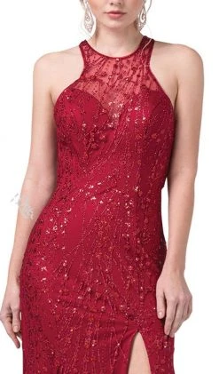 Dancing Queen - 2618 Embellished Mesh Sexy Back Long Slit Gown