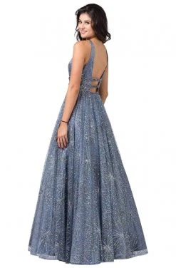 Dancing Queen - 2741 Embellished Deep V-neck A-line Gown