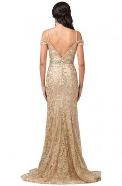 Dancing Queen - 2772 Embellished Deep Off-Shoulder Trumpet Dress 8 Dancing Queen - 2772 Embellished Deep Off-Shoulder Trumpet Dress