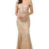 Dancing Queen - 2772 Embellished Deep Off-Shoulder Trumpet Dress