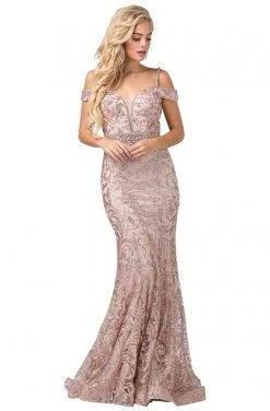 Dancing Queen - 2772 Embellished Deep Off-Shoulder Trumpet Dress 9 Dancing Queen - 2772 Embellished Deep Off-Shoulder Trumpet Dress