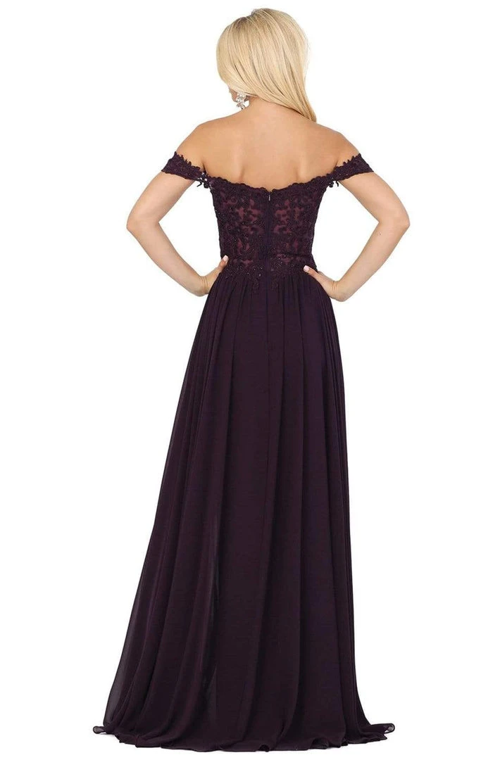 Dancing Queen - 2933 Beaded Lace Applique Bodice High Slit Prom Dress 4 Dancing Queen - 2933 Beaded Lace Applique Bodice High Slit Prom Dress