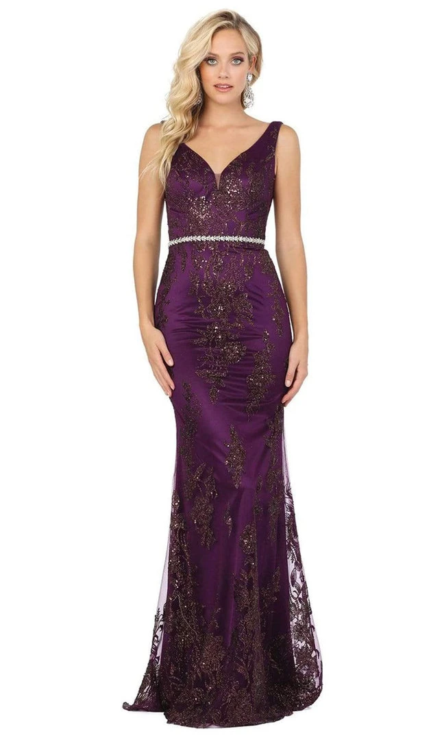 Dancing Queen - 2946 Sleeveless V Neck Embellished Mermaid Prom Dress 5 Dancing Queen - 2946 Sleeveless V Neck Embellished Mermaid Prom Dress