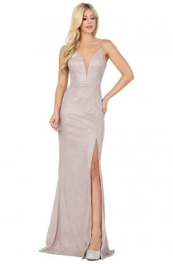 Dancing Queen - 2947 Sleeveless V Neck Glitter Finish Prom Dress