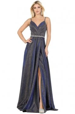 Dancing Queen - 2955 Deep V-neck Pleated A-line Dress