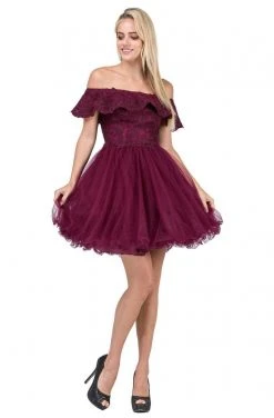 Dancing Queen - 3016 Ruffled Off-Shoulder A-Line Homecoming Dress 10 Dancing Queen - 3016 Ruffled Off-Shoulder A-Line Homecoming Dress