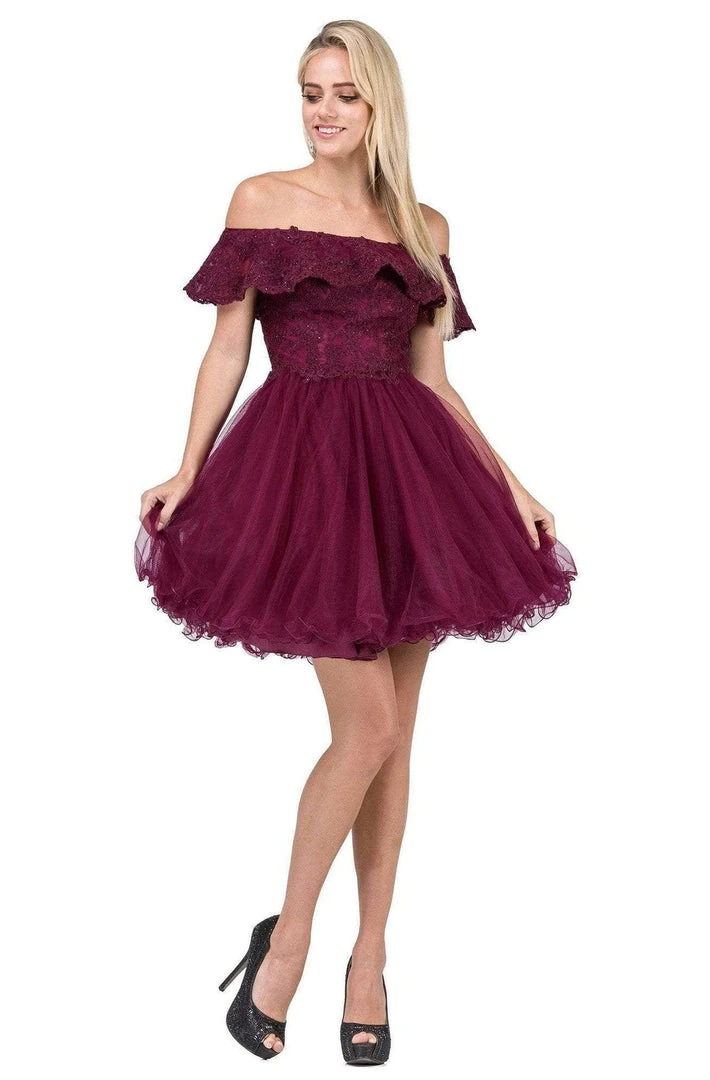 Dancing Queen - 3016 Ruffled Off-Shoulder A-Line Homecoming Dress 6 Dancing Queen - 3016 Ruffled Off-Shoulder A-Line Homecoming Dress