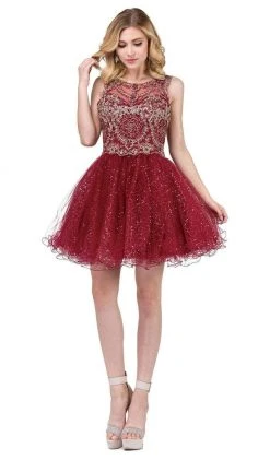 Dancing Queen - 3023 Embellished Scoop A-line Homecoming Dress