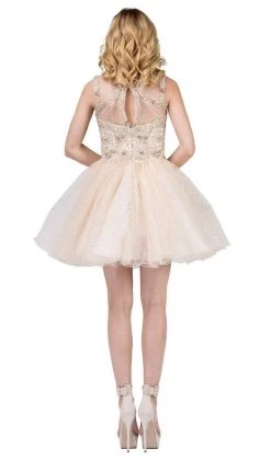 Dancing Queen - 3023 Embellished Scoop A-line Homecoming Dress