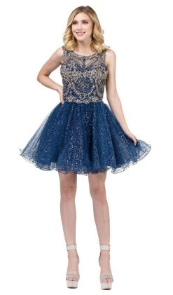 Dancing Queen - 3023 Embellished Scoop A-line Homecoming Dress