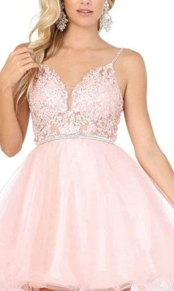 Dancing Queen - 3228 Short Appliqued Illusion Bodice A-Line Dress