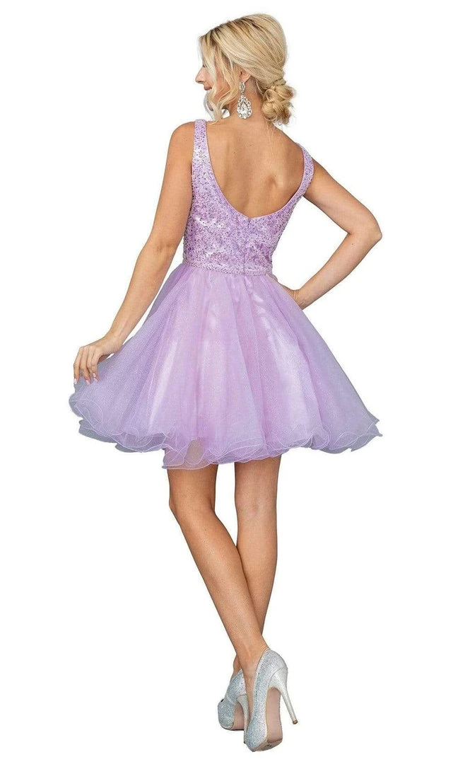 Dancing Queen - 3243 Glitter Embellished Fit And Flare Short Dress 4 Dancing Queen - 3243 Glitter Embellished Fit And Flare Short Dress