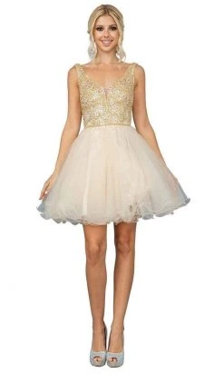 Dancing Queen - 3243 Glitter Embellished Fit And Flare Short Dress 13 Dancing Queen - 3243 Glitter Embellished Fit And Flare Short Dress