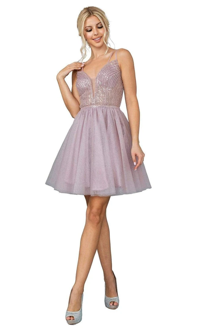 Dancing Queen - 3268 Glitter A-Line Cocktail Dress 3 Dancing Queen - 3268 Glitter A-Line Cocktail Dress
