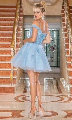 Dancing Queen 3302 - Embroidered Cold Shoulder Cocktail Dress