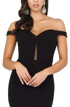 Dancing Queen - 4003 Off Shoulder Applique-Accented Mermaid Gown