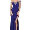Dancing Queen - 4004 Lace Off Shoulder V Back High Slit Prom Dress 1 Dancing Queen - 4004 Lace Off Shoulder V Back High Slit Prom Dress