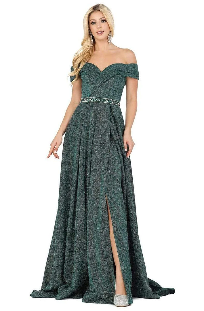 Dancing Queen - 4006 Pleated Off-Shoulder A-line Gown 3 Dancing Queen - 4006 Pleated Off-Shoulder A-line Gown