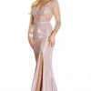 Dancing Queen - 4009 Embellished Plunging V-neck Trumpet Dress 1 Dancing Queen - 4009 Embellished Plunging V-neck Trumpet Dress