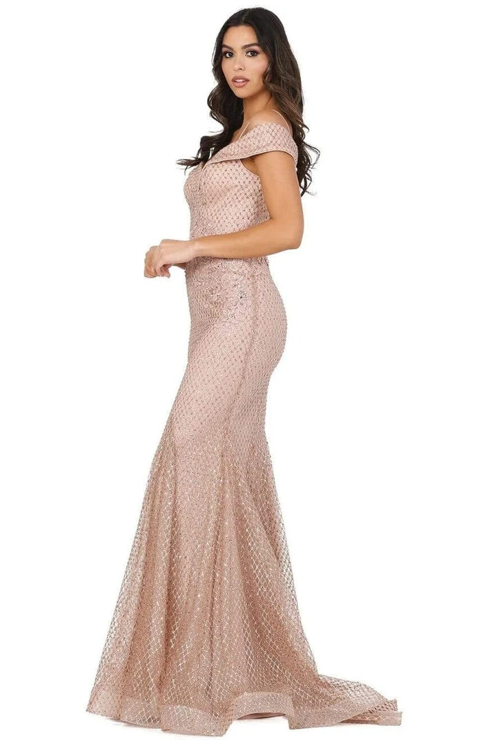 Dancing Queen - 4043 Embroidered Off-Shoulder Trumpet Dress 6 Dancing Queen - 4043 Embroidered Off-Shoulder Trumpet Dress