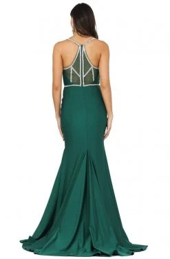 Dancing Queen - 4078 Metallic Strapped Racerback Trumpet Dress