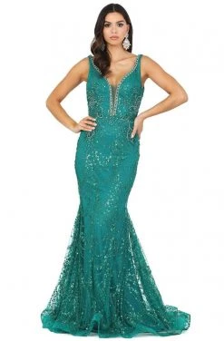 Dancing Queen - 4090 Jeweled Garland Motif Mermaid Gown