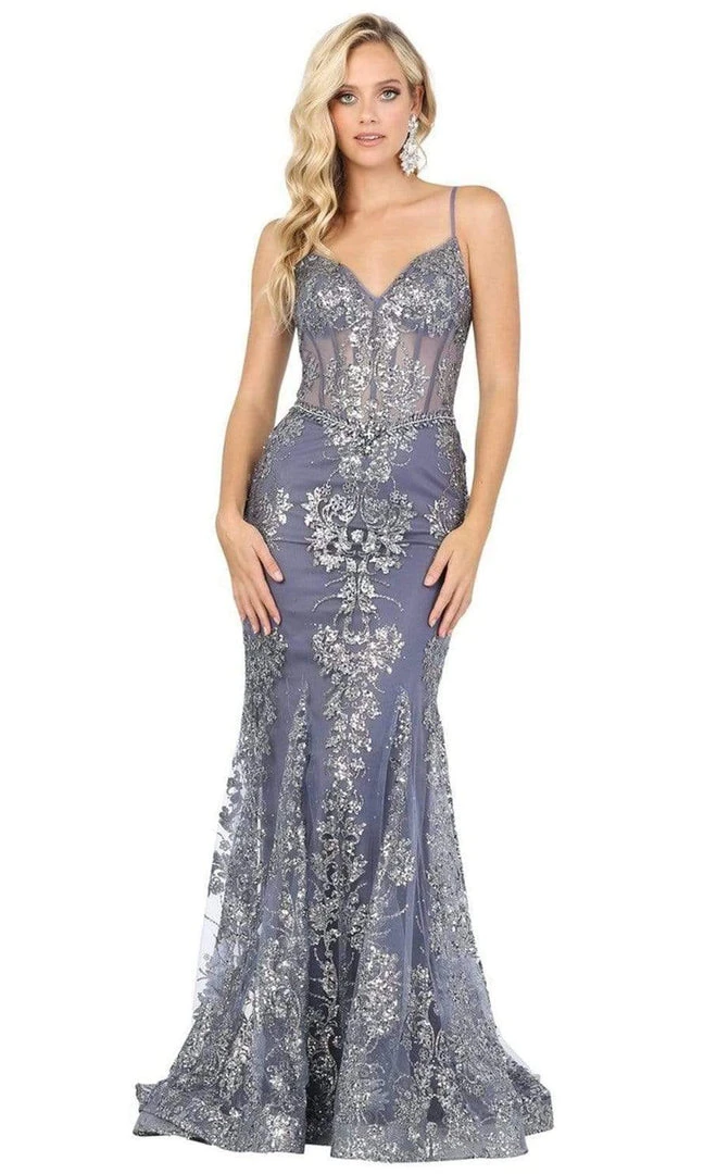 Dancing Queen - 4118 Sheer Corset Bodice Embellished Mermaid Prom Gown 8 Dancing Queen - 4118 Sheer Corset Bodice Embellished Mermaid Prom Gown