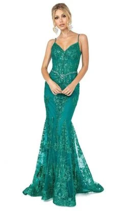 Dancing Queen - 4118 Sheer Corset Bodice Embellished Mermaid Prom Gown 16 Dancing Queen - 4118 Sheer Corset Bodice Embellished Mermaid Prom Gown
