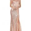 Dancing Queen - 4139 Off Shoulder Full Sequin Fitted Gown