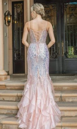 Dancing Queen - 4221 Plunging V-Neck Fit And Flare Dress