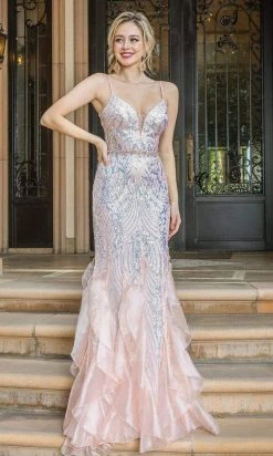 Dancing Queen - 4221 Plunging V-Neck Fit And Flare Dress