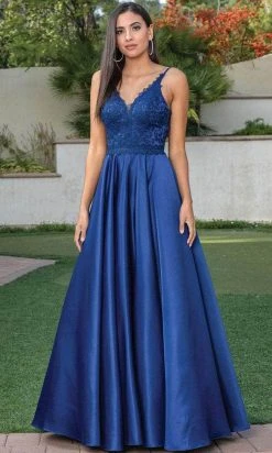 Dancing Queen 4260 - Embroidered Sleeveless V-neck Prom Dress