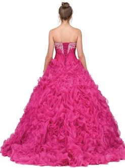 Dancing Queen - 8650 Strapless Embellished Sweetheart Ruffled Quinceanera Ballgown