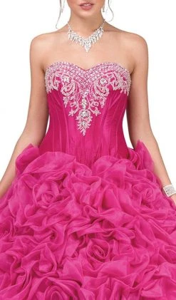 Dancing Queen - 8650 Strapless Embellished Sweetheart Ruffled Quinceanera Ballgown