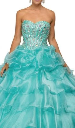 Dancing Queen - 8751 Strapless Bejeweled Quinceanera Ballgown 8 Dancing Queen - 8751 Strapless Bejeweled Quinceanera Ballgown
