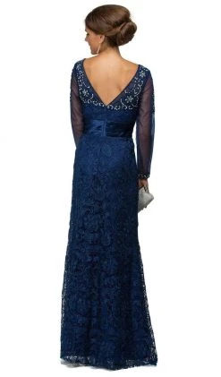 Dancing Queen - 9070 Finely Jeweled Illusion A-Line Long Formal Dress