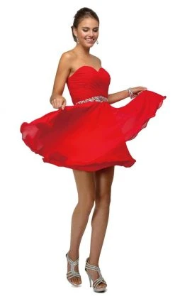 Dancing Queen - 9115 Surplice Sweetheart Bodice Chiffon Prom Dress