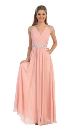 Dancing Queen - 9182 Illusion Cap Sleeve Pleated V-Neck Chiffon Evening Dress 13 Dancing Queen - 9182 Illusion Cap Sleeve Pleated V-Neck Chiffon Evening Dress