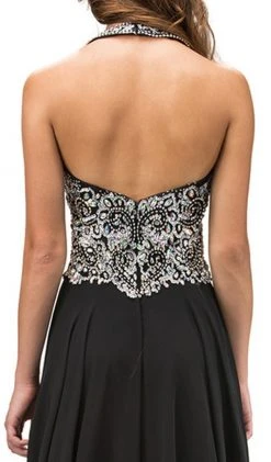 Dancing Queen - 9233 Jewel Adorned Illusion Chiffon Prom Dress