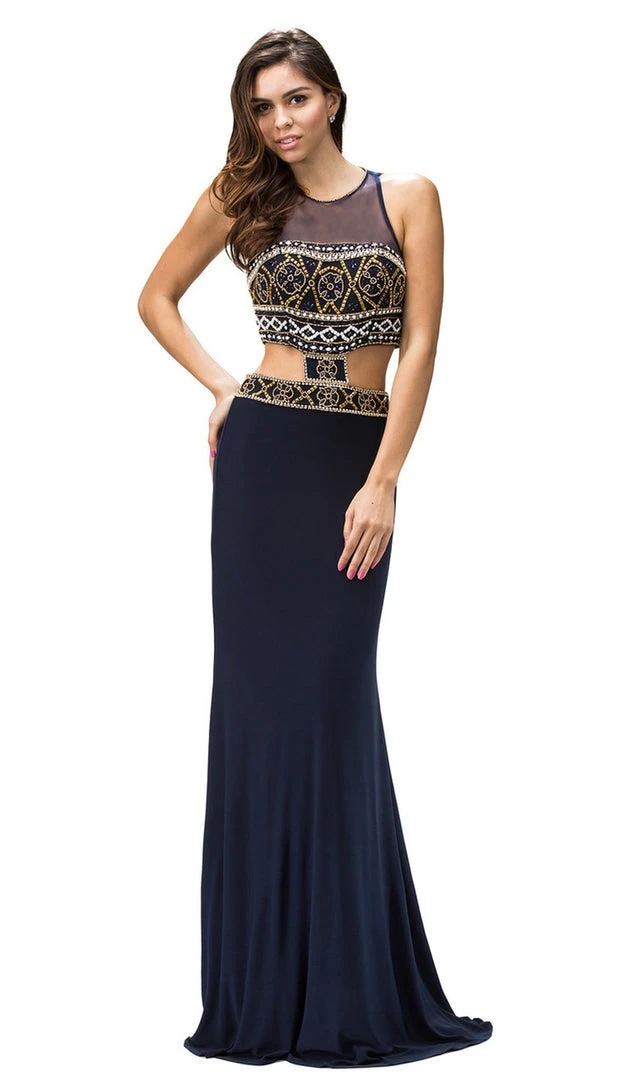 Dancing Queen - 9280 Bead Embellished Midriff Cutout Prom Dress 3 Dancing Queen - 9280 Bead Embellished Midriff Cutout Prom Dress