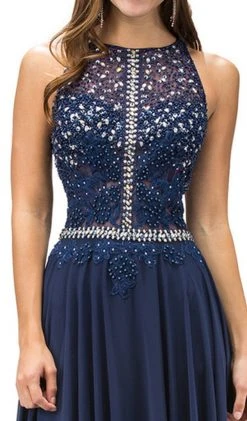 Dancing Queen - 9283 Appliqued Illusion Beaded Chiffon Prom Dress 5 Dancing Queen - 9283 Appliqued Illusion Beaded Chiffon Prom Dress