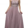 Dancing Queen - 9325 Embroidered Lace Scoop Neck Chiffon Prom Dress