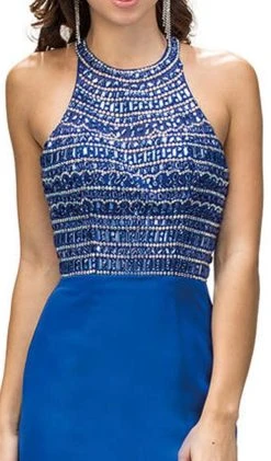 Dancing Queen - 9355 Sparkly Sequined Halter Style Evening Gown