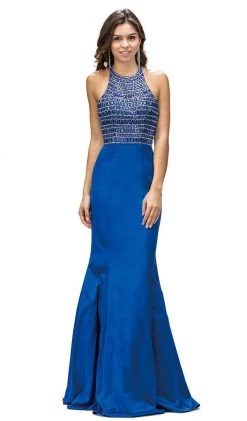 Dancing Queen - 9355 Sparkly Sequined Halter Style Evening Gown