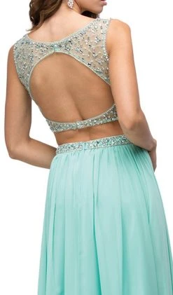 Dancing Queen - 9574 Two-Piece Shimmering Beaded Bodice A-line Prom Dress