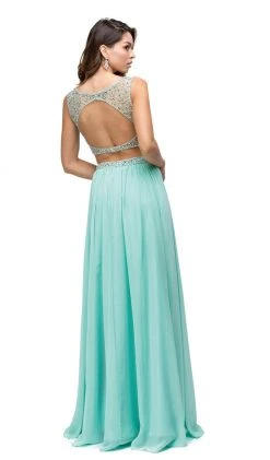 Dancing Queen - 9574 Two-Piece Shimmering Beaded Bodice A-line Prom Dress