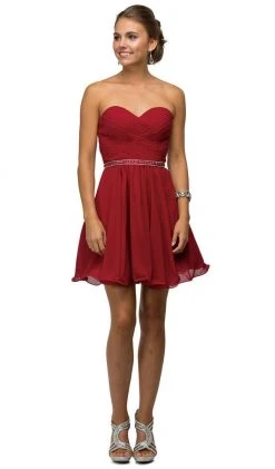 Dancing Queen - 9581 Crisscross Ruching On Sweetheart A-Line Short Party Dress