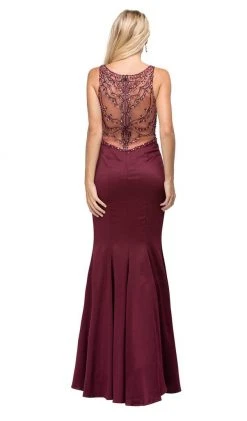 Dancing Queen - 9699 Glamour Embellished Sheer Back Long Mermaid Prom Dress